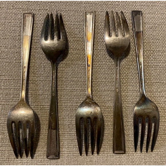 Vtg National Silver Co Silverware King Edward Cavalcade 22 Pc Set Need Polishing - Picture 6 of 16